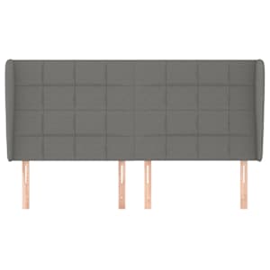 Čelo postele typu ušák tmavě šedé 183x23x118/128 cm textil - obrázek 3