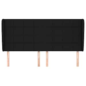 Čelo postele typu ušák černé 183x23x118/128 cm textil - obrázek 3