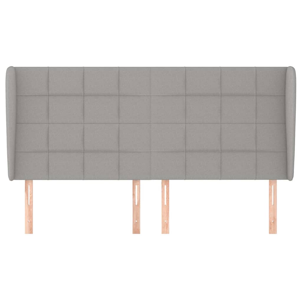 vidaXL Hoofdbord met randen 203x23x118/128 cm stof lichtgrijs grijs, foto 2