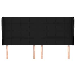 Čelo postele typu ušák černé 203x23x118/128 cm textil - obrázek 3