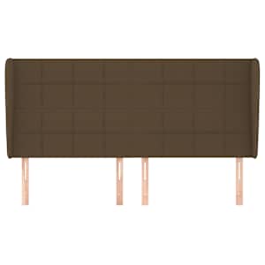 Čelo postele typu ušák tmavě hnědé 203x23x118/128 cm textil - obrázek 3