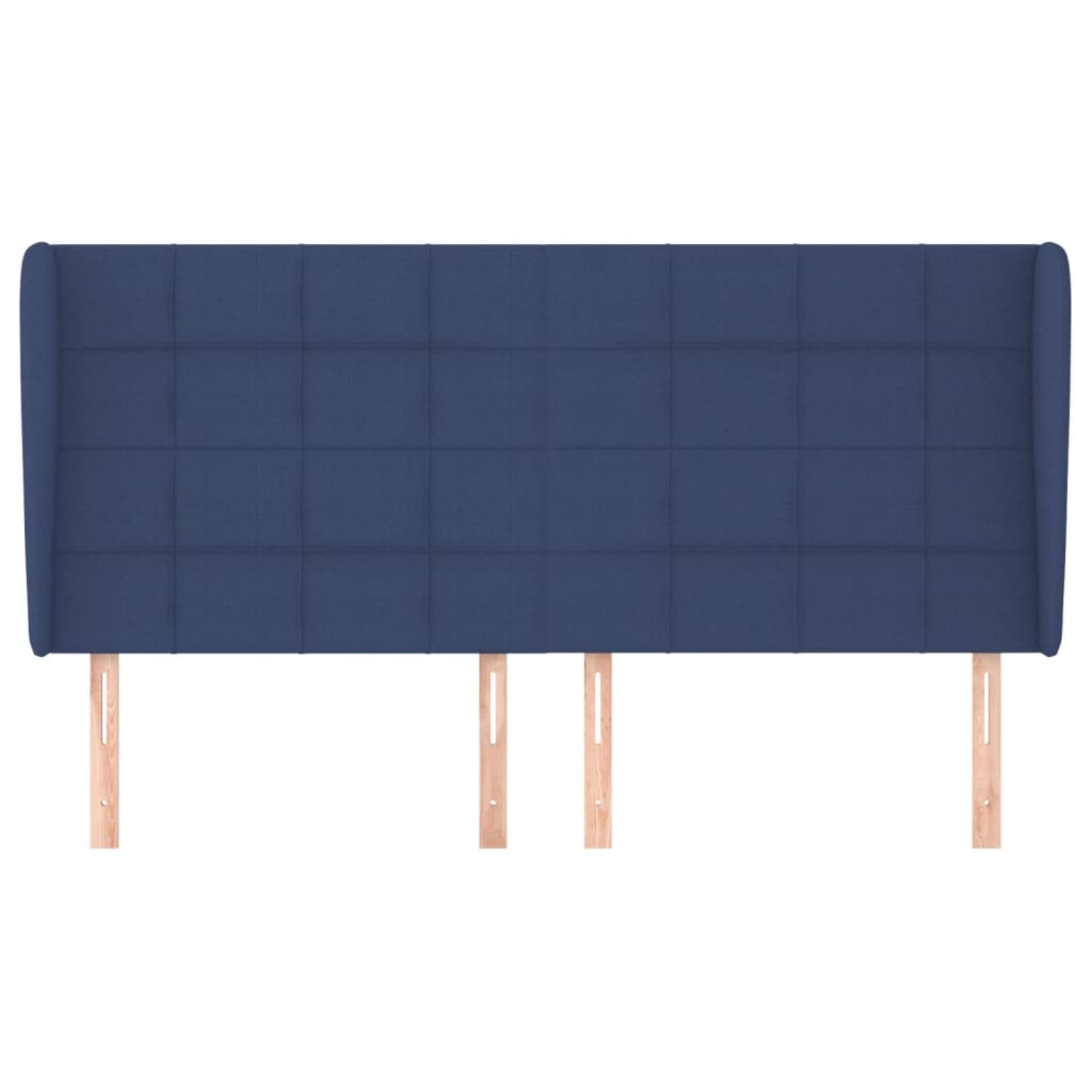 vidaXL Hoofdbord met randen 203x23x118/128 cm stof blauw afbeelding