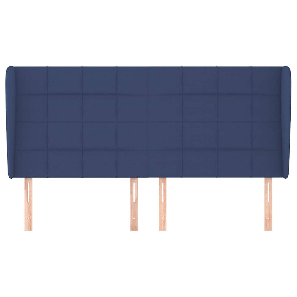 vidaXL Hoofdbord met randen 203x23x118/128 cm stof blauw, foto 2