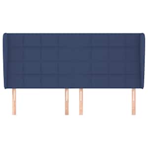 Čelo postele typu ušák modré 203x23x118/128 cm textil - obrázek 3