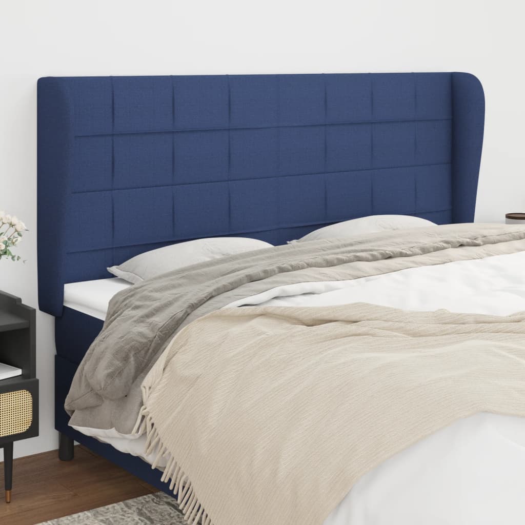 vidaXL TÄƒblie de pat cu aripioare, albastru, 203x23x118/128 cm, textil