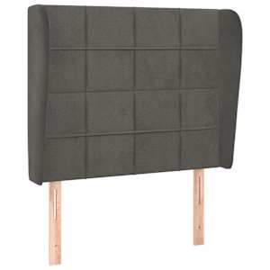 Čelo postele typu ušák tmavě šedé 83 x 23 x 118/128 cm samet - obrázek 2