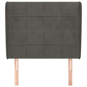 Čelo postele typu ušák tmavě šedé 83 x 23 x 118/128 cm samet - obrázek 3
