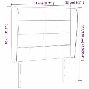 Čelo postele typu ušák tmavě šedé 83 x 23 x 118/128 cm samet - obrázek 9