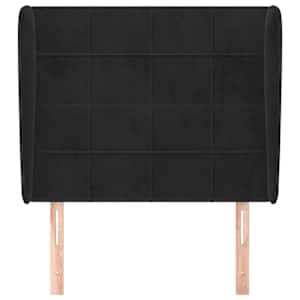Čelo postele typu ušák černé 83 x 23 x 118/128 cm samet - obrázek 3