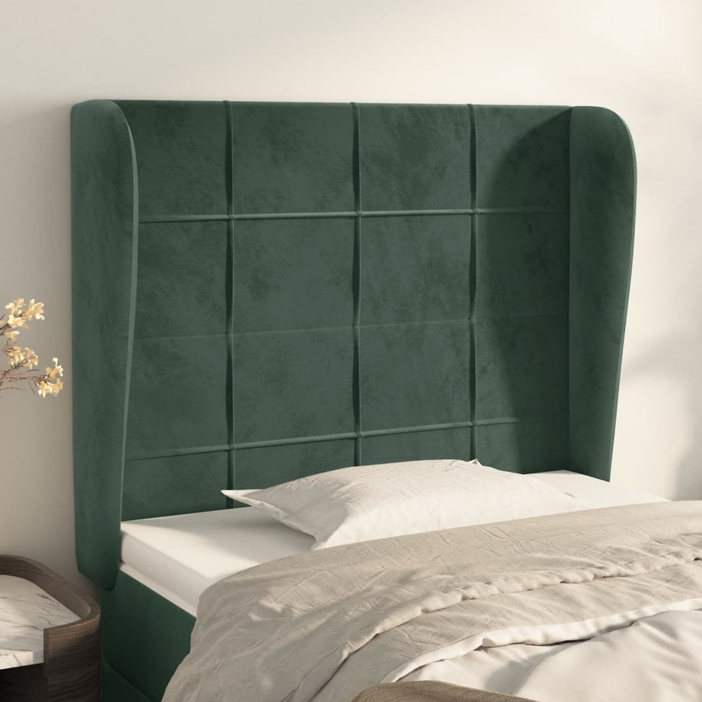 vidaXL Tăblie pat cu aripioare verde închis 83x23x118/128 cm catifea