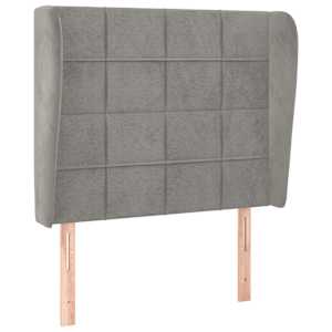 Čelo postele typu ušák světle šedé 93 x 23 x 118/128 cm samet - obrázek 2