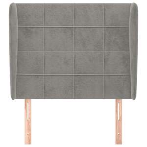 Čelo postele typu ušák světle šedé 93 x 23 x 118/128 cm samet - obrázek 3