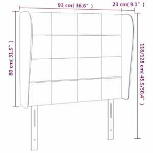 Čelo postele typu ušák světle šedé 93 x 23 x 118/128 cm samet - obrázek 9