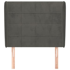 Čelo postele typu ušák tmavě šedé 93x23x118/128 cm samet - obrázek 3