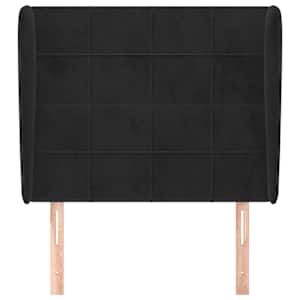 Čelo postele typu ušák černé 93x23x118/128 cm samet - obrázek 3