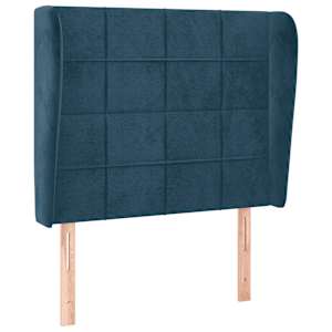 Čelo postele typu ušák tmavě modrá 93x23x118/128 cm samet - obrázek 2