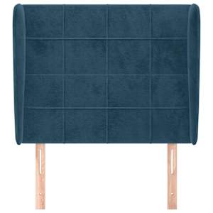 Čelo postele typu ušák tmavě modrá 93x23x118/128 cm samet - obrázek 3