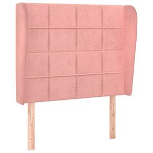 Čelo postele typu ušák růžové 93 x 23 x 118/128 cm samet - obrázek 2