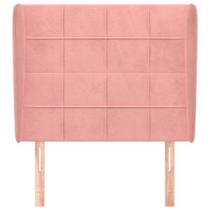 Čelo postele typu ušák růžové 93 x 23 x 118/128 cm samet - obrázek 3