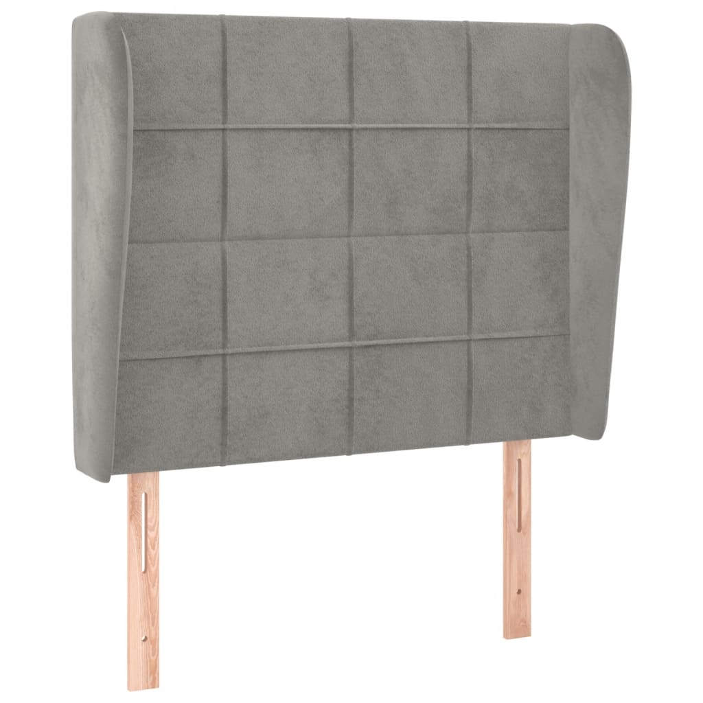 vidaXL Čelo postele typu ušák světle šedé 103x23x118/128 cm samet