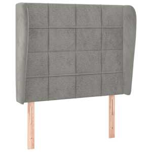 Čelo postele typu ušák světle šedé 103x23x118/128 cm samet - obrázek 2