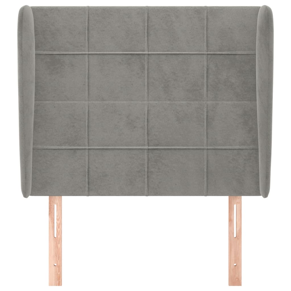 vidaXL Hoofdbord met randen 103x23x118/128 cm fluweel lichtgrijs afbeelding