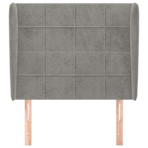 Čelo postele typu ušák světle šedé 103x23x118/128 cm samet - obrázek 3