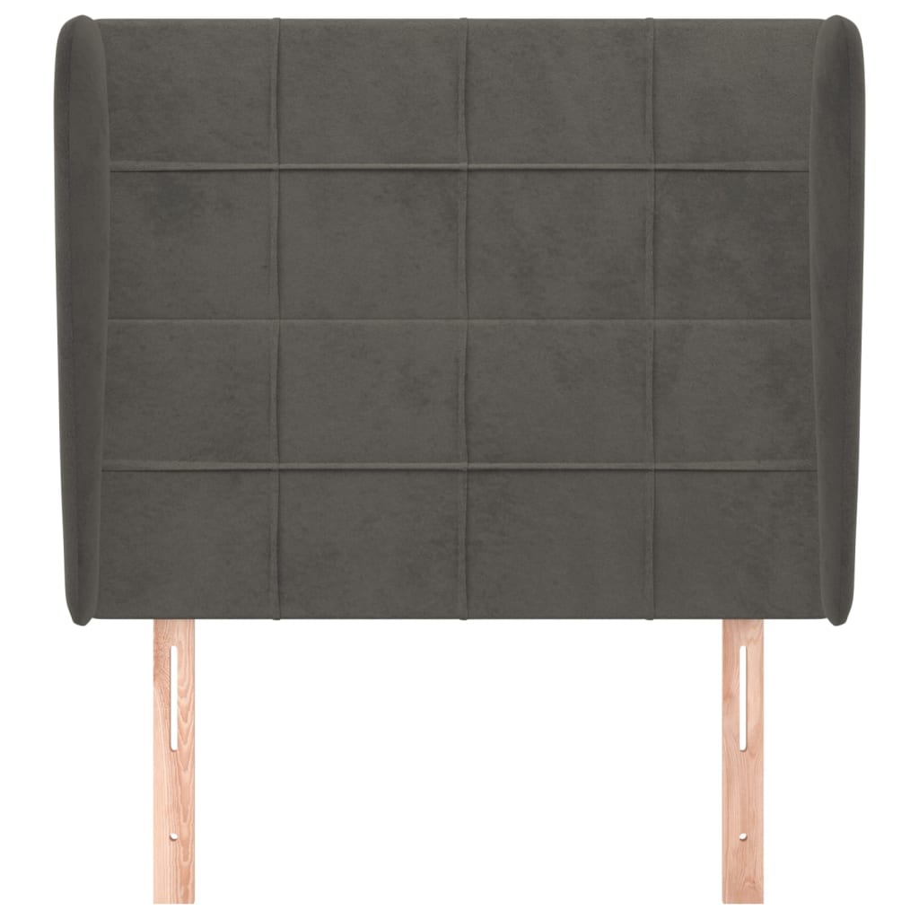 vidaXL Hoofdbord met randen 103x23x118/128 cm fluweel donkergrijs afbeelding