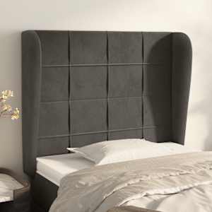 Čelo postele typu ušák tmavě šedé 103x23x118/128 cm samet - obrázek 1