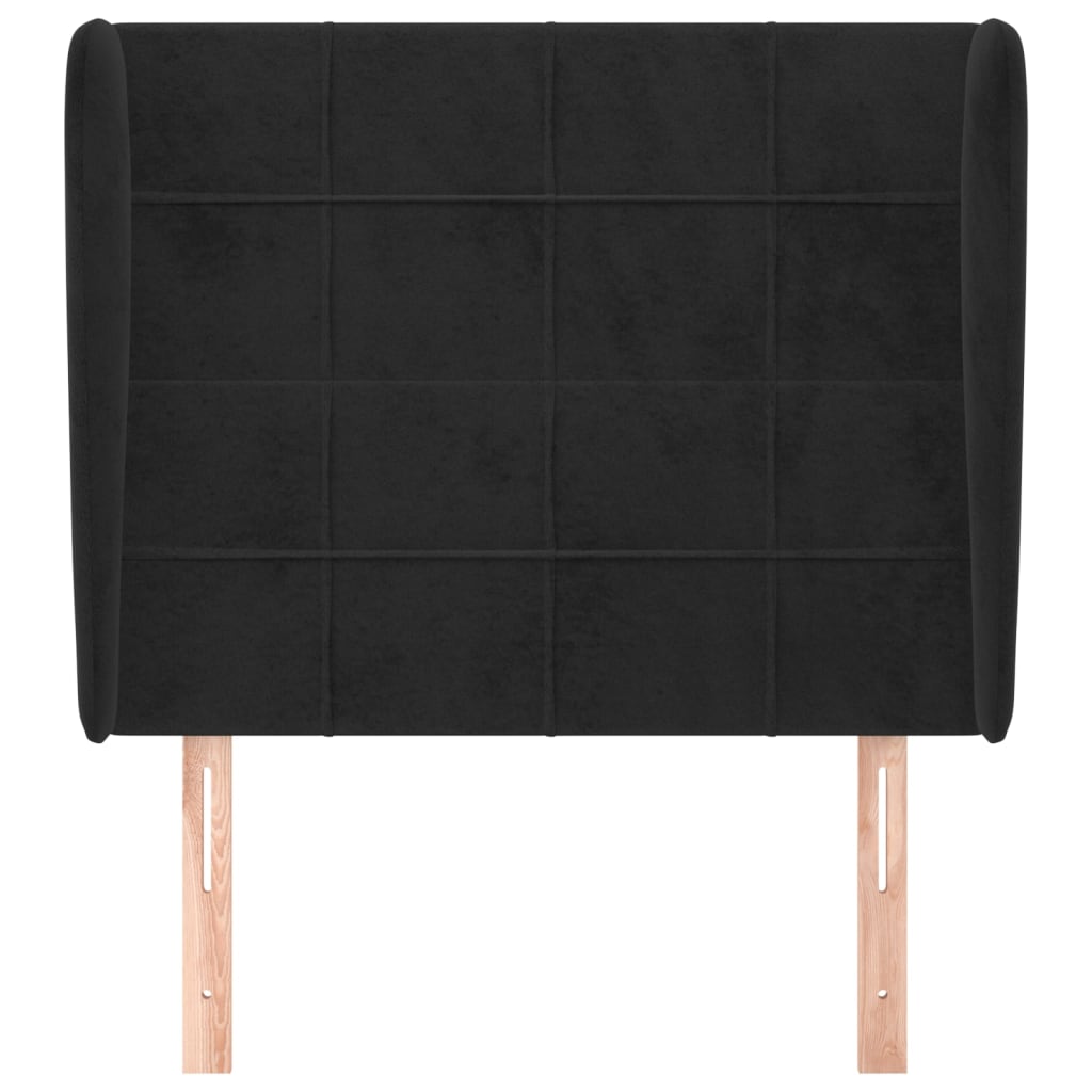vidaXL Hoofdbord met randen 103x23x118/128 cm fluweel zwart afbeelding