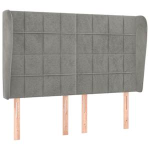 Čelo postele typu ušák světle šedé 147x23x118/128 cm samet - obrázek 2