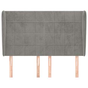 Čelo postele typu ušák světle šedé 147x23x118/128 cm samet - obrázek 3