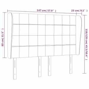 Čelo postele typu ušák světle šedé 147x23x118/128 cm samet - obrázek 9