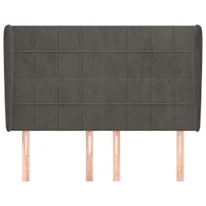 Čelo postele typu ušák tmavě šedé 147x23x118/128 cm samet - obrázek 3