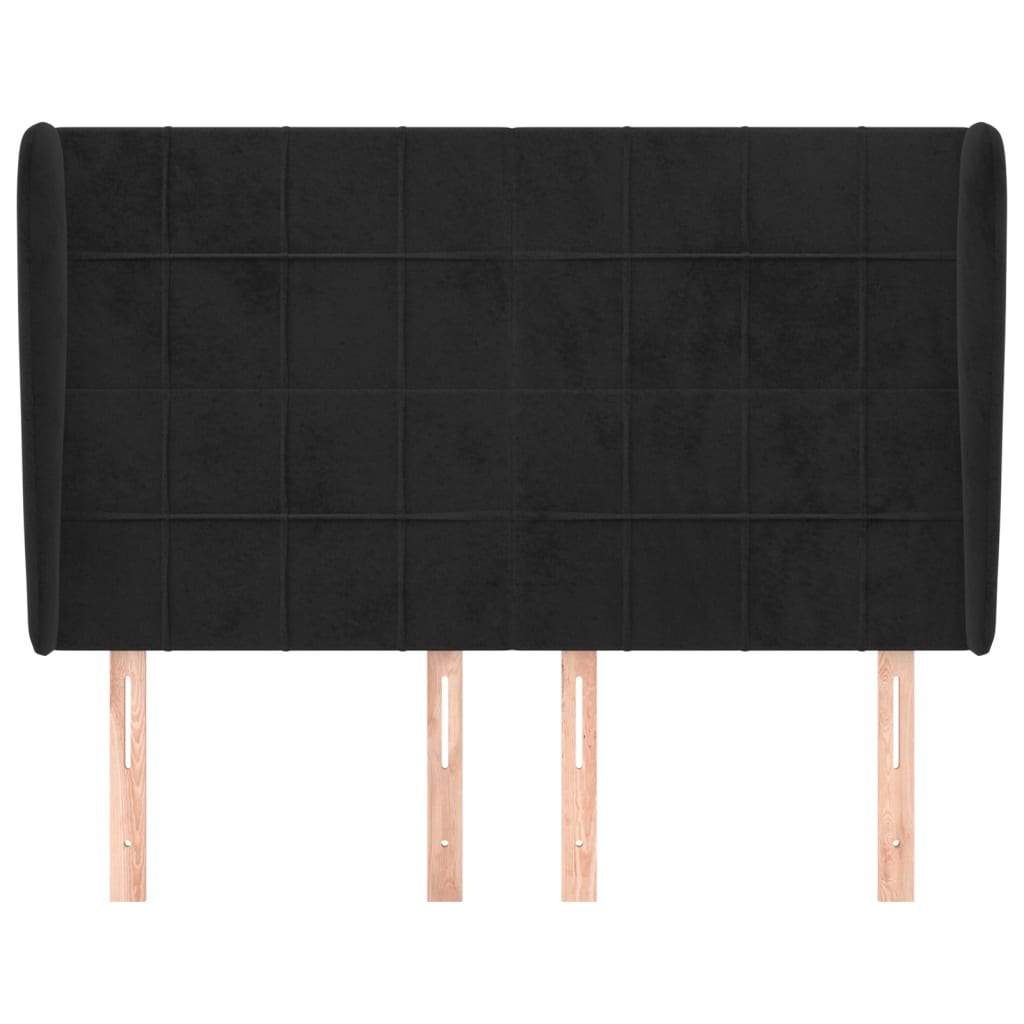 vidaXL Hoofdbord met randen 147x23x118/128 cm fluweel zwart afbeelding