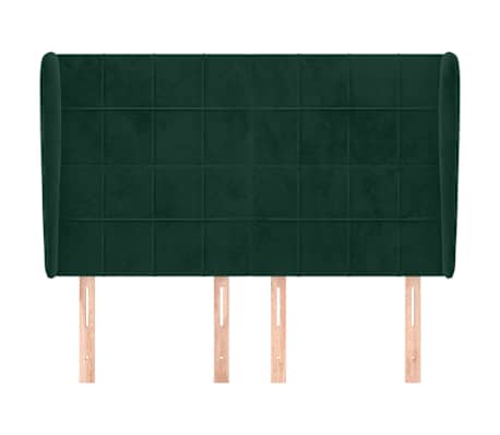 vidaXL T&ecirc;te de lit avec oreilles Vert fonc&eacute; 147x23x118/128 cm Velours