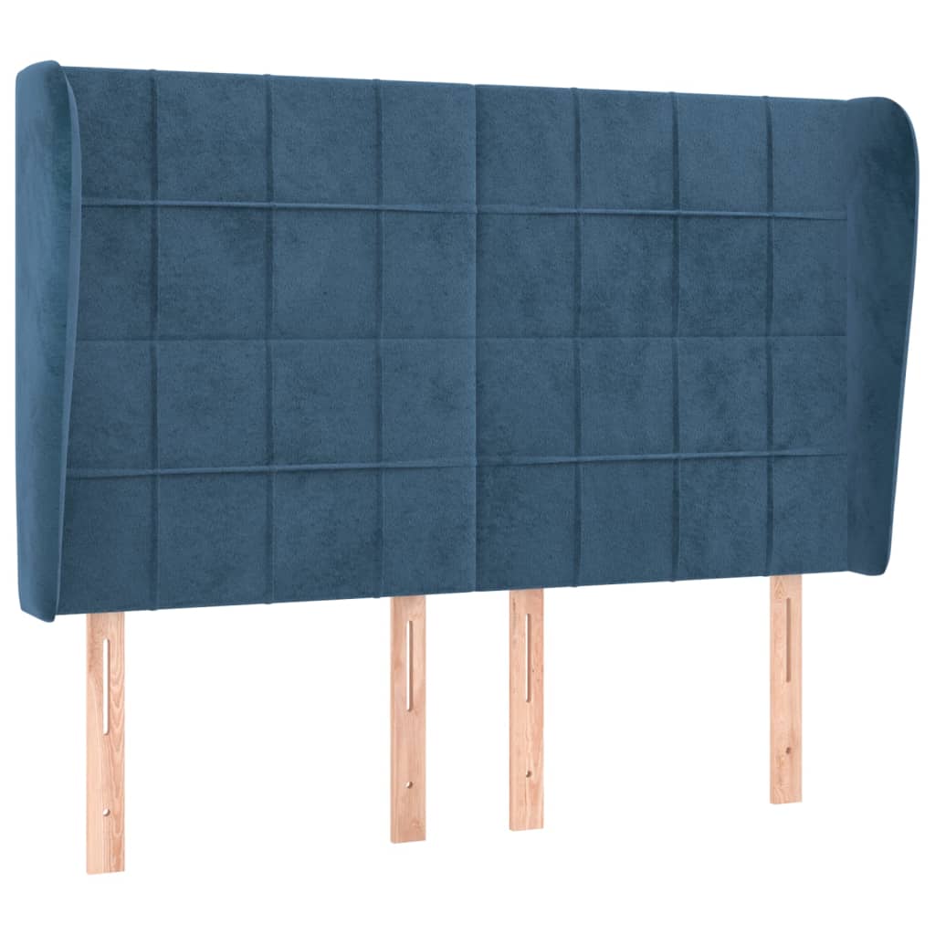 vidaXL Čelo postele typu ušák tmavě modrá 147x23x118/128 cm samet
