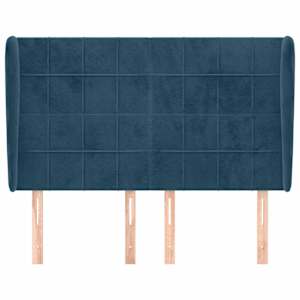Čelo postele typu ušák tmavě modrá 147x23x118/128 cm samet - obrázek 3
