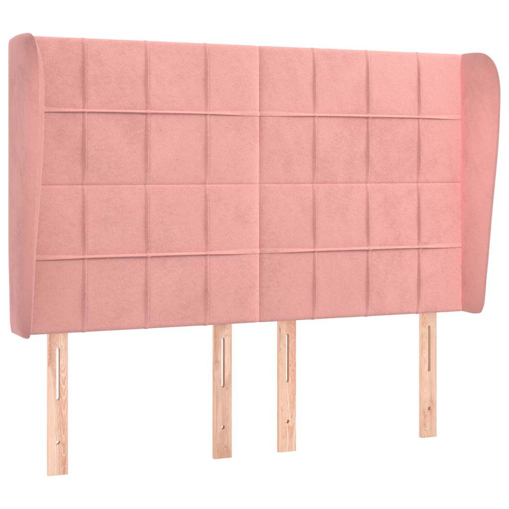 vidaXL Čelo postele typu ušák růžové 147x23x118/128 cm samet