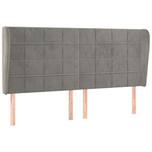 Čelo postele typu ušák světle šedé 163x23x118/128 cm samet - obrázek 2