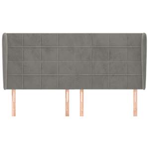 Čelo postele typu ušák světle šedé 163x23x118/128 cm samet - obrázek 3