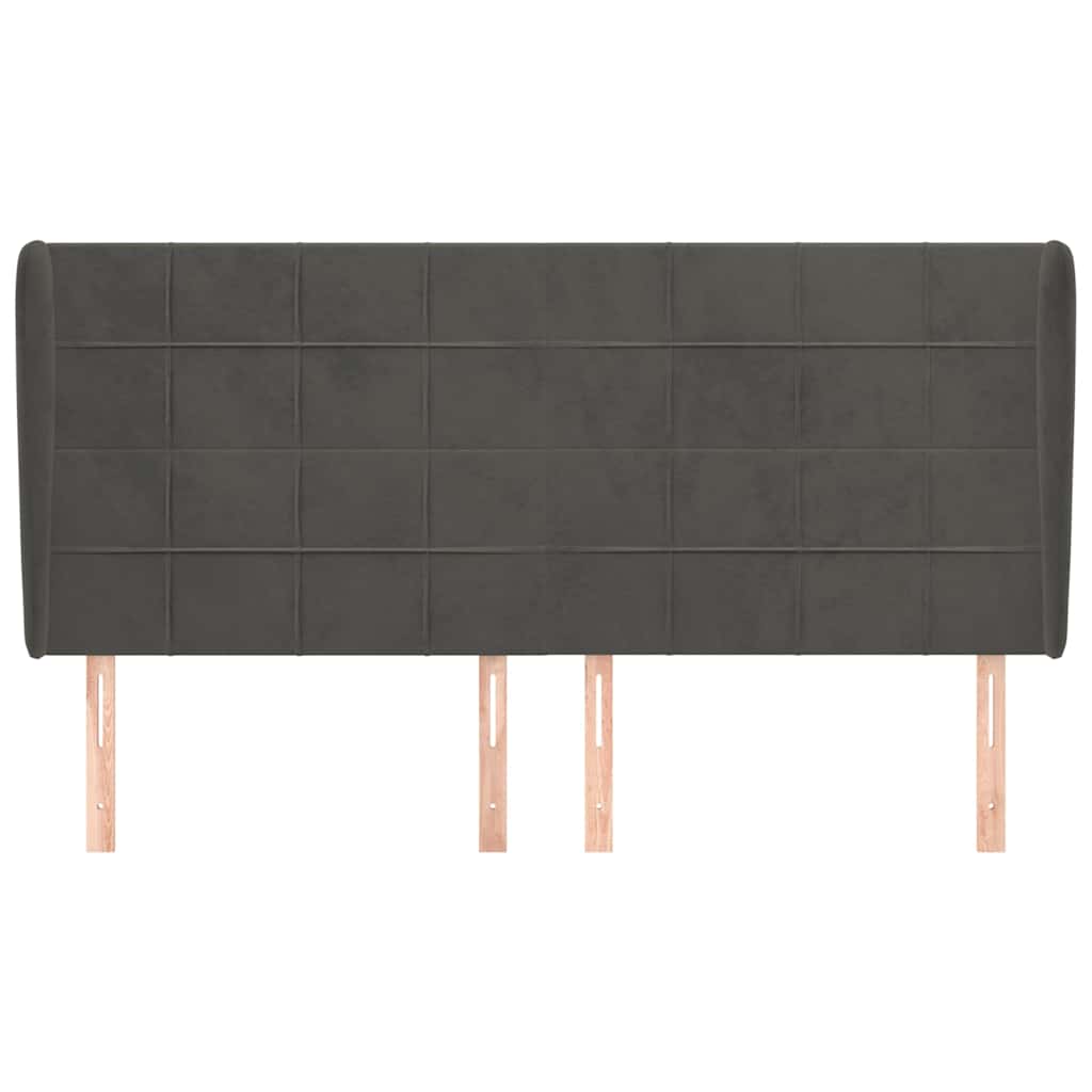vidaXL Hoofdbord met randen 163x23x118/128 cm fluweel donkergrijs grijs, foto 2