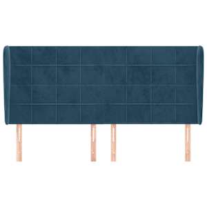Čelo postele typu ušák tmavě modrá 163x23x118/128 cm samet - obrázek 3