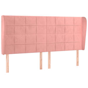Čelo postele typu ušák růžová 163x23x118/128 cm samet - obrázek 2