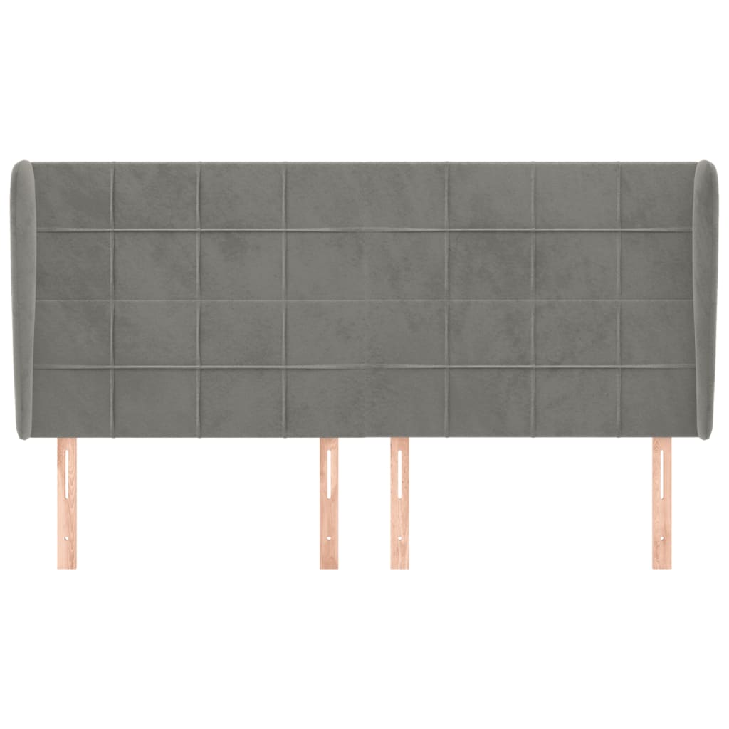 vidaXL Hoofdbord met randen 183x23x118/128 cm fluweel lichtgrijs afbeelding