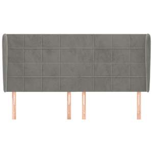 Čelo postele typu ušák světle šedé 183x23x118/128 cm samet - obrázek 3