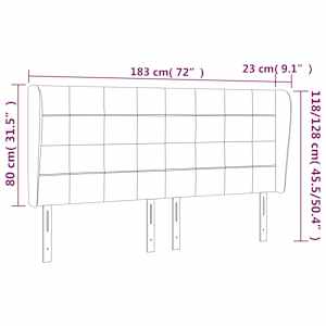 Čelo postele typu ušák světle šedé 183x23x118/128 cm samet - obrázek 9