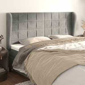 Čelo postele typu ušák světle šedé 183x23x118/128 cm samet - obrázek 1