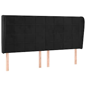 Čelo postele typu ušák černé 183x23x118/128 cm samet - obrázek 2