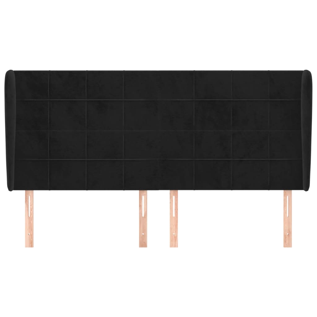 vidaXL Hoofdbord met randen 183x23x118/128 cm fluweel zwart afbeelding